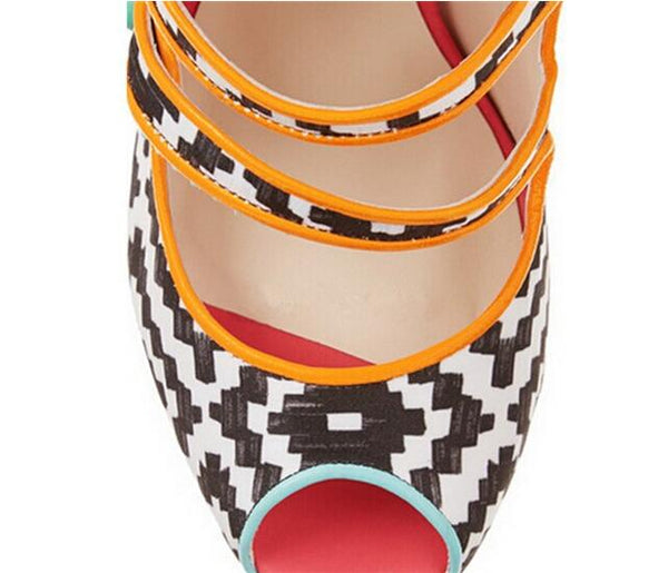 Mixed Color Weaved Leather Boho Sandals